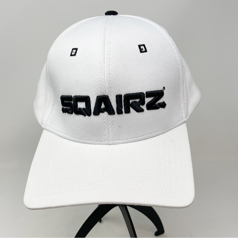 SQAIRZ Men’s White Black Ball Cap Hat Adjustable white Polyester Square Bill OS